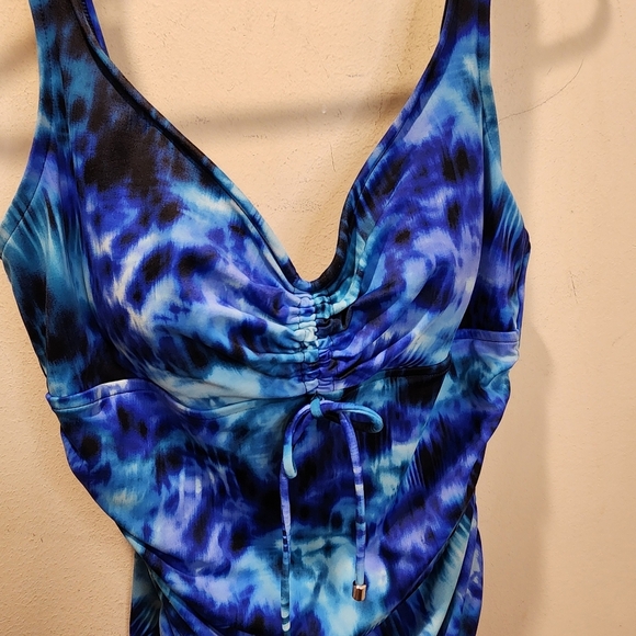 Aqua Green Blue Bodysuit One Piece with Adjustable Straps Swimmer LARGE - Picture 5 of 13